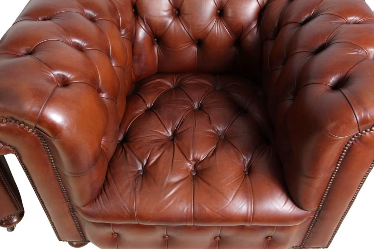 Pair of Vintage Leather Chesterfield Club Chairs 5