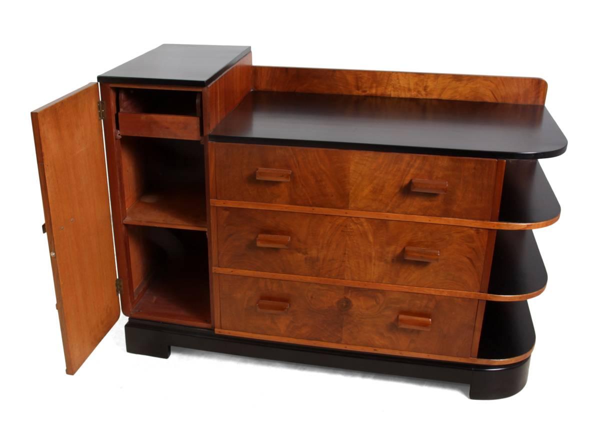 Mid-20th Century Art Deco Walnut Chest of Drawers