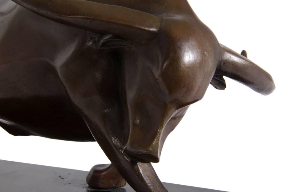Bronze Sculpture of Bull on Marble Base 1