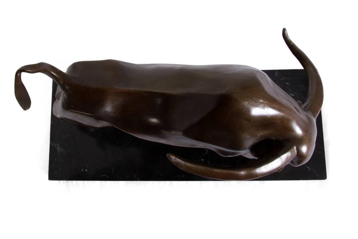 Bronze Sculpture of Bull on Marble Base 3