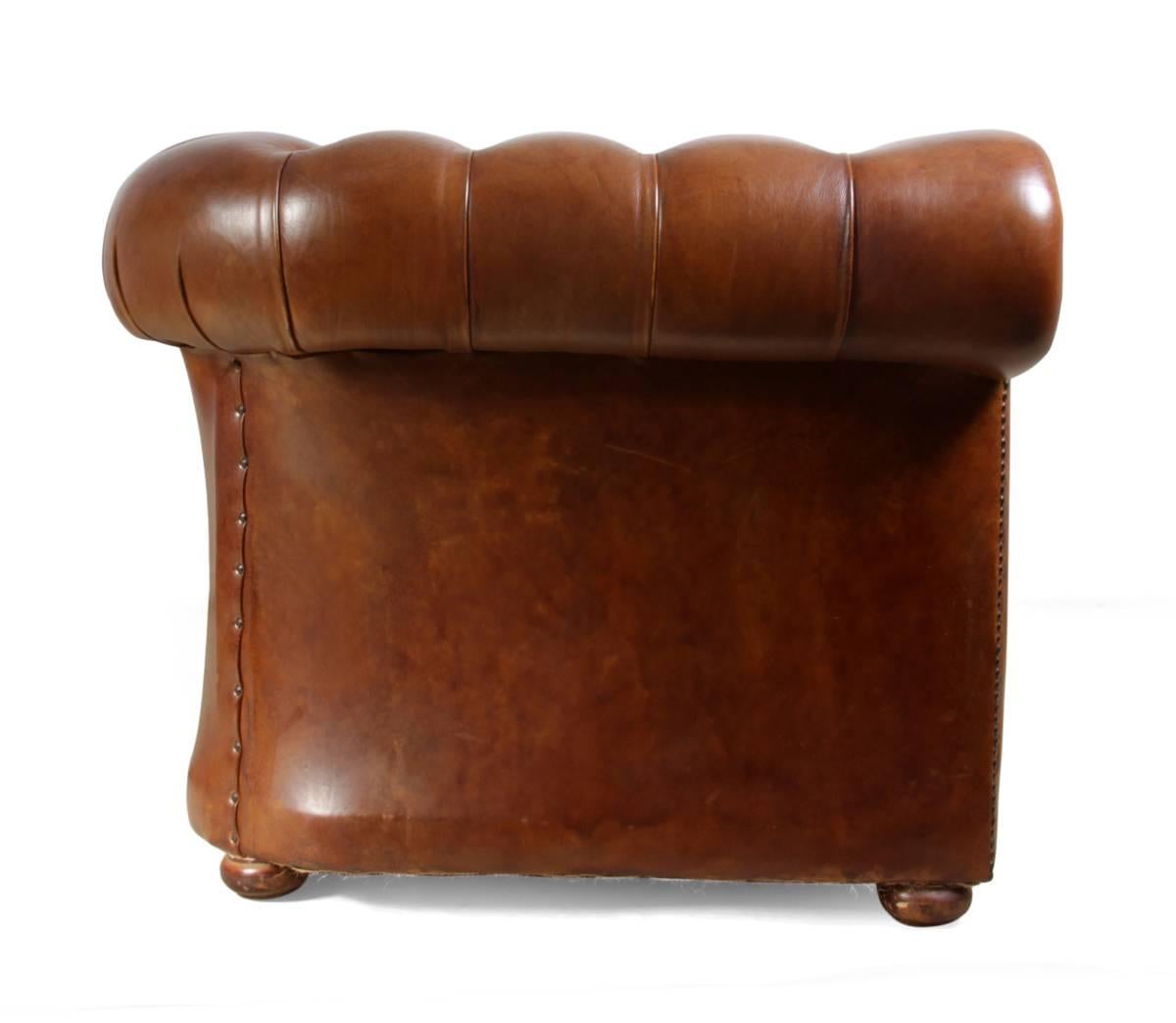 Mid-20th Century Vintage Leather Chesterfield Sofa