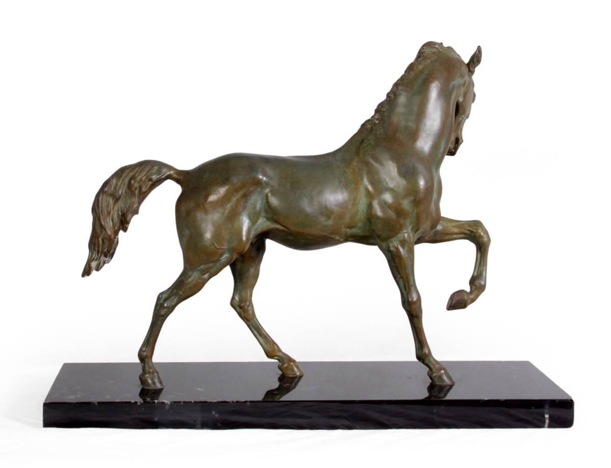 French Provincial Bronze Patinated Spelter Horse by Valton