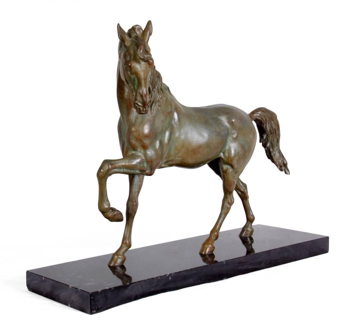 20th Century Bronze Patinated Spelter Horse by Valton