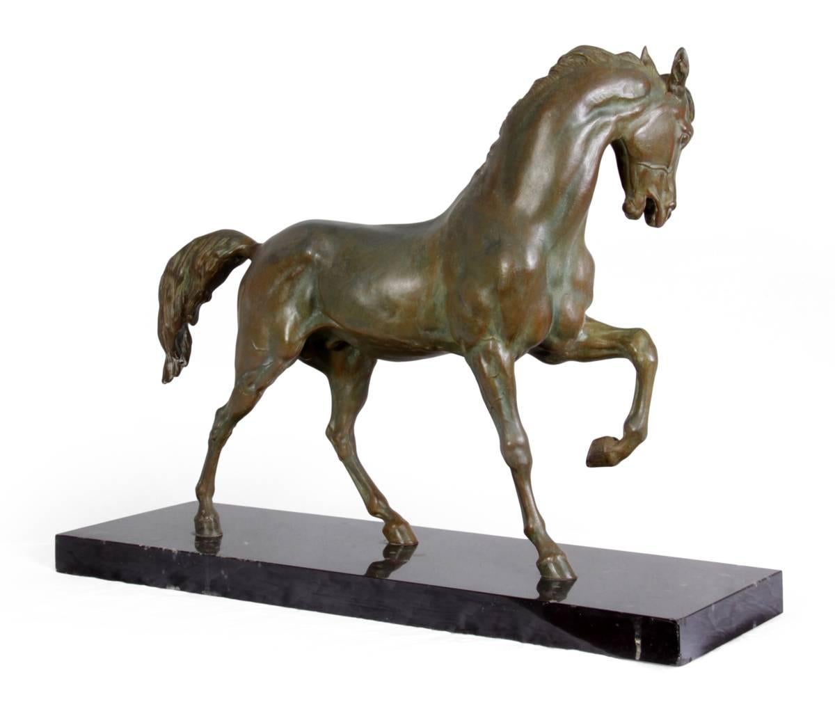 Bronze Patinated Spelter Horse by Valton In Excellent Condition In Paddock Wood, Kent