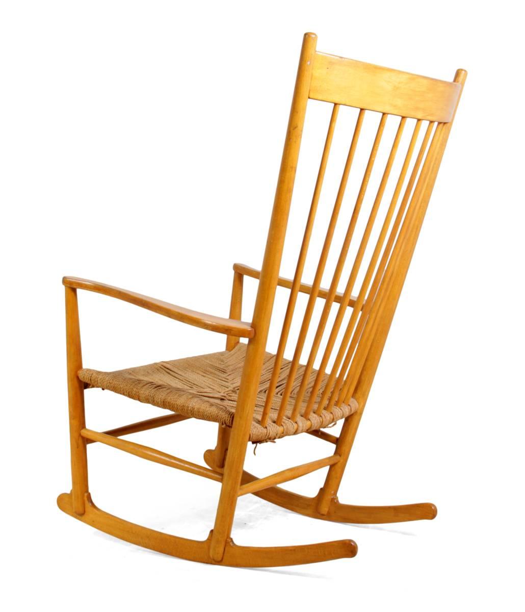 Late 20th Century Beech Rocking Chair J16 by Hans Wegner