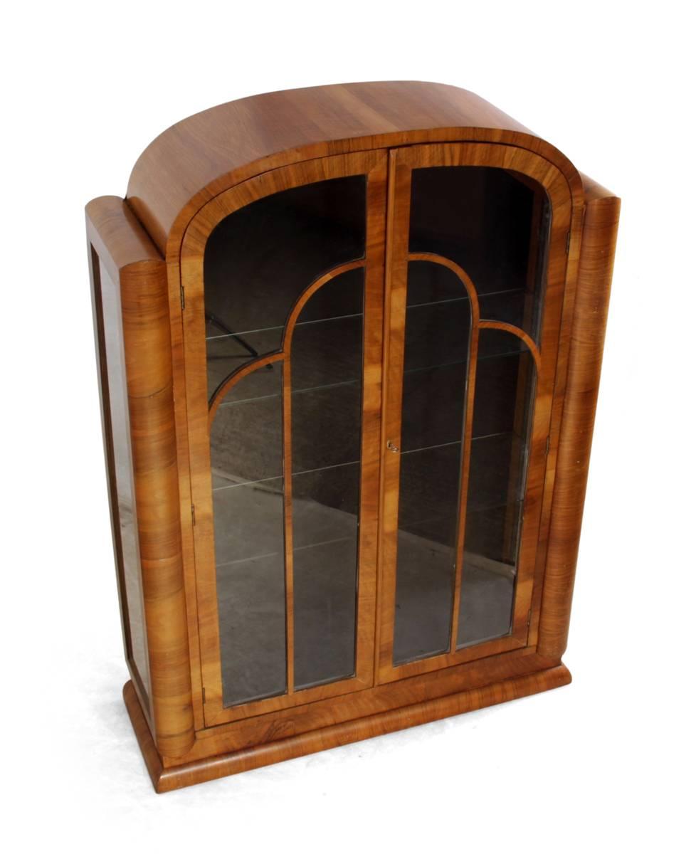 Art Deco Walnut Display Cabinet 2