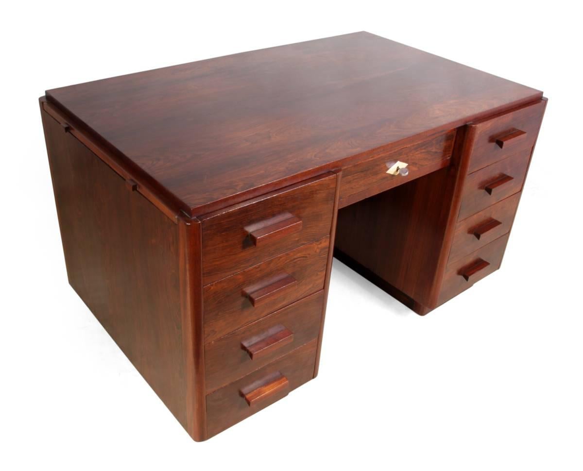 Wood Art Deco Desk in Rosewood, French, circa 1920