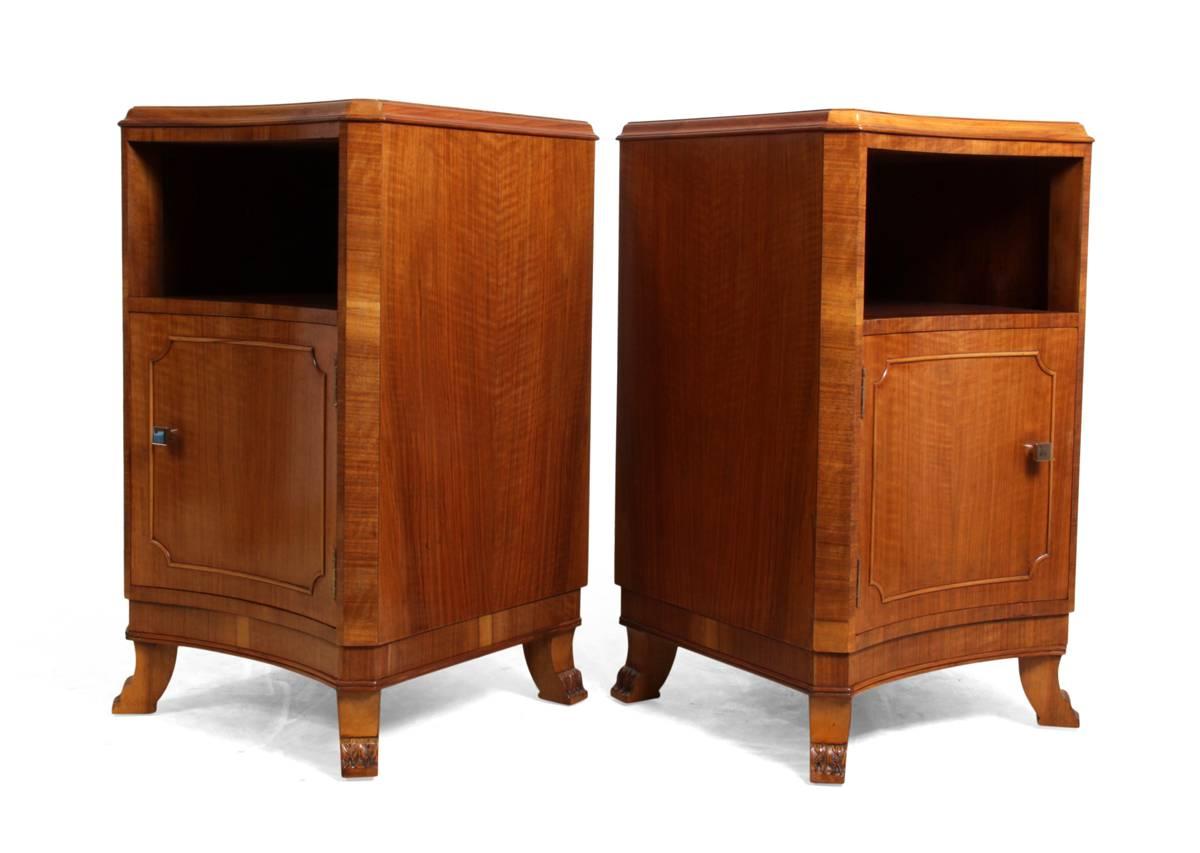 Mid-20th Century Art Deco Bedside Cabinets in Walnut, circa 1930