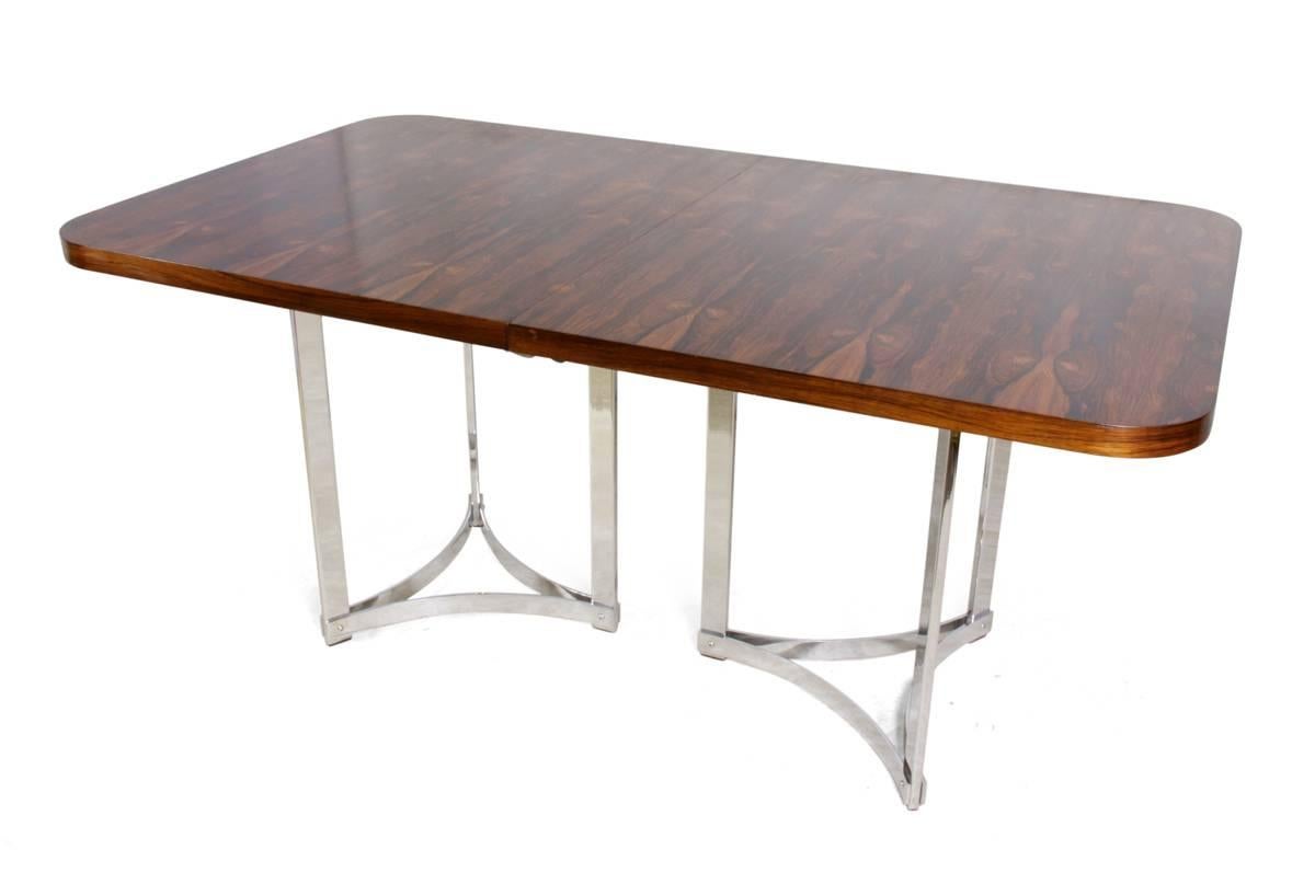 Mid-Century Modern Rosewood and Chrome Dining Table by Merrow Associates