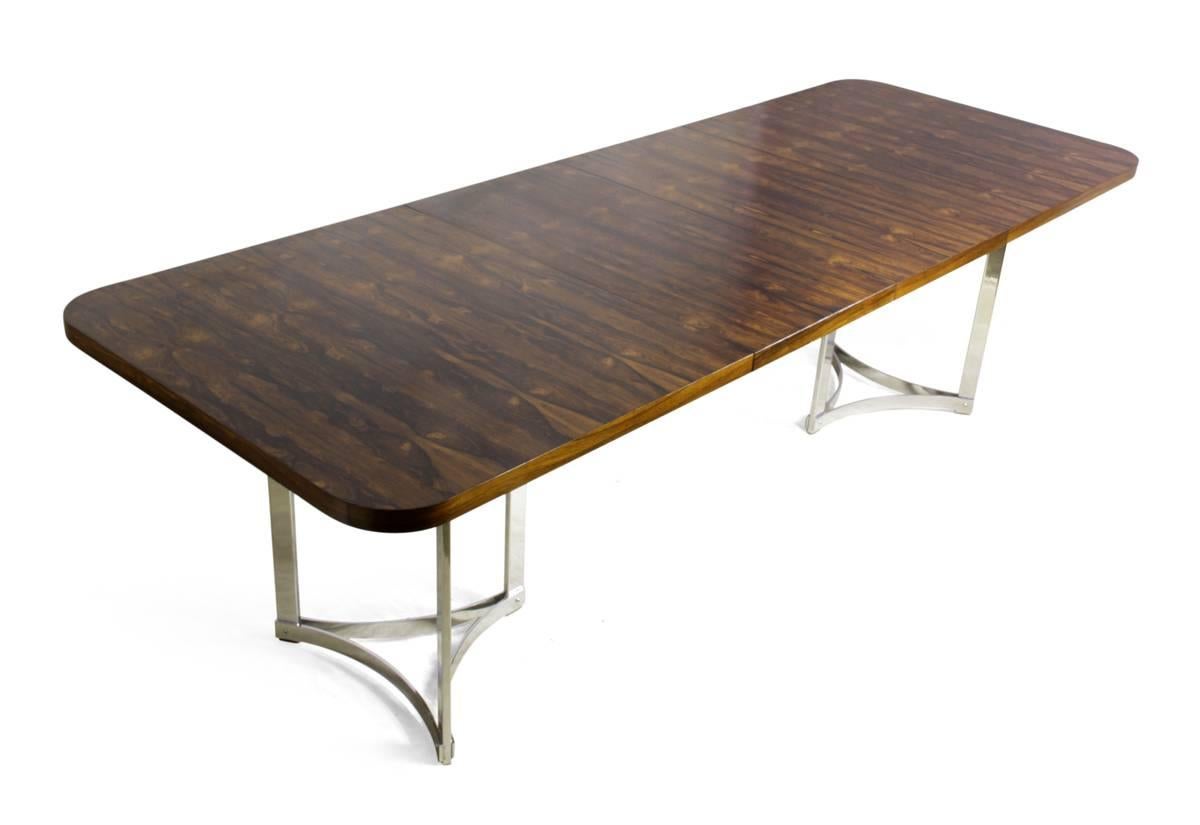 Rosewood and Chrome Dining Table by Merrow Associates In Excellent Condition In Paddock Wood, Kent