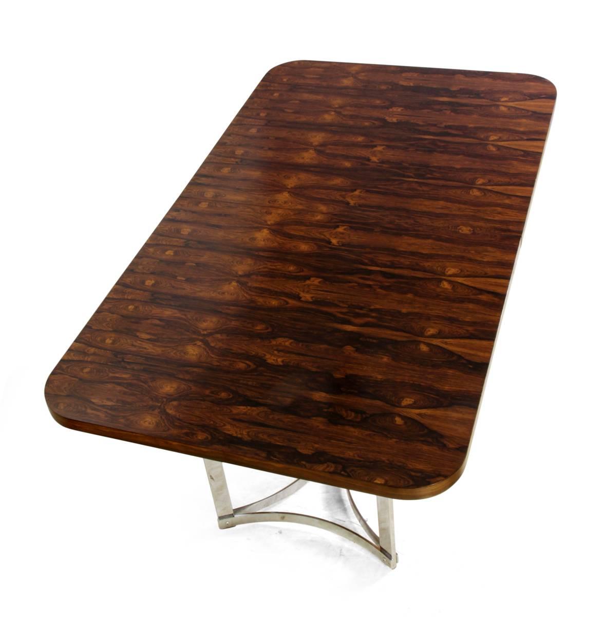 Rosewood and Chrome Dining Table by Merrow Associates 2