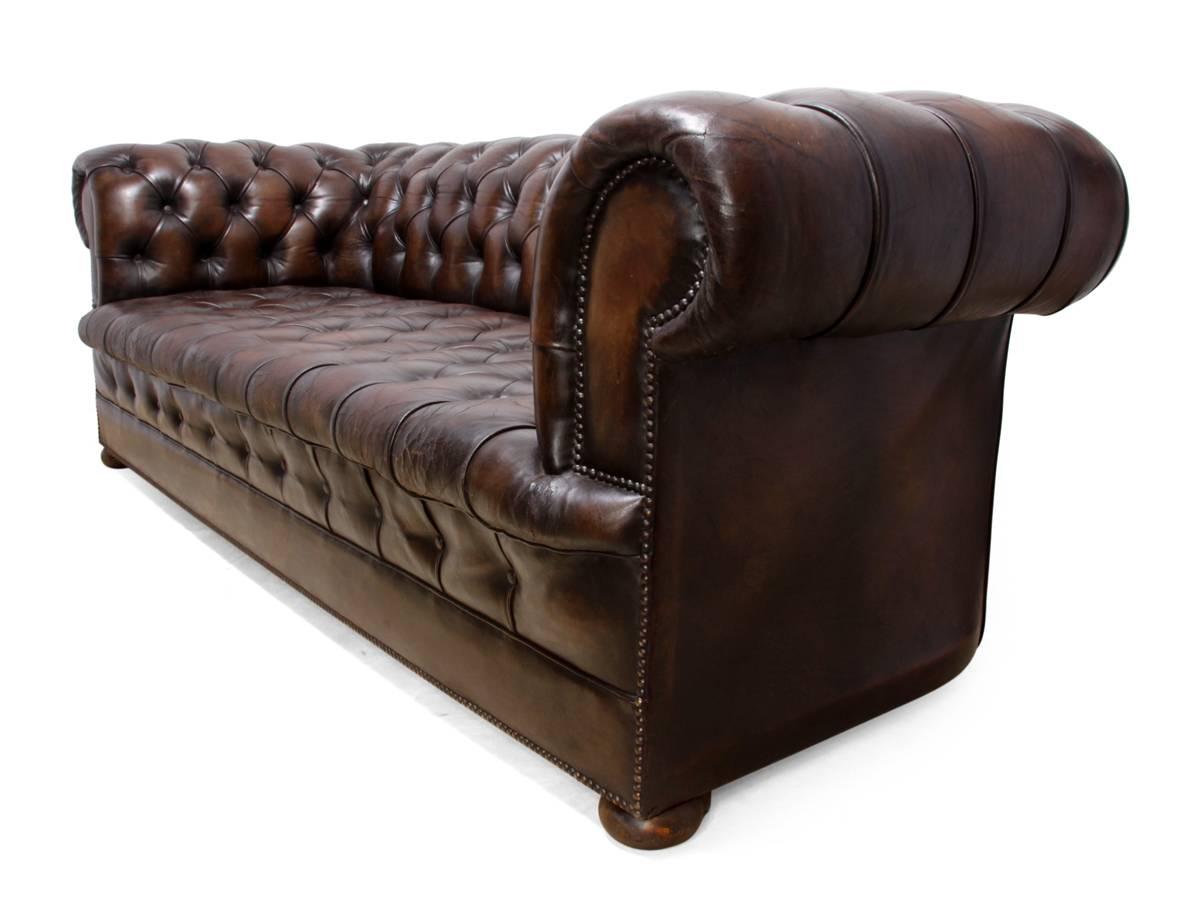 British Vintage Brown Leather Chesterfield