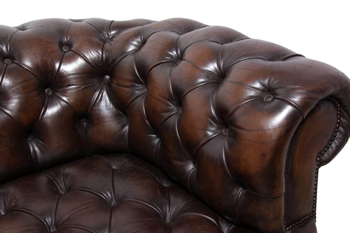Vintage Brown Leather Chesterfield 3