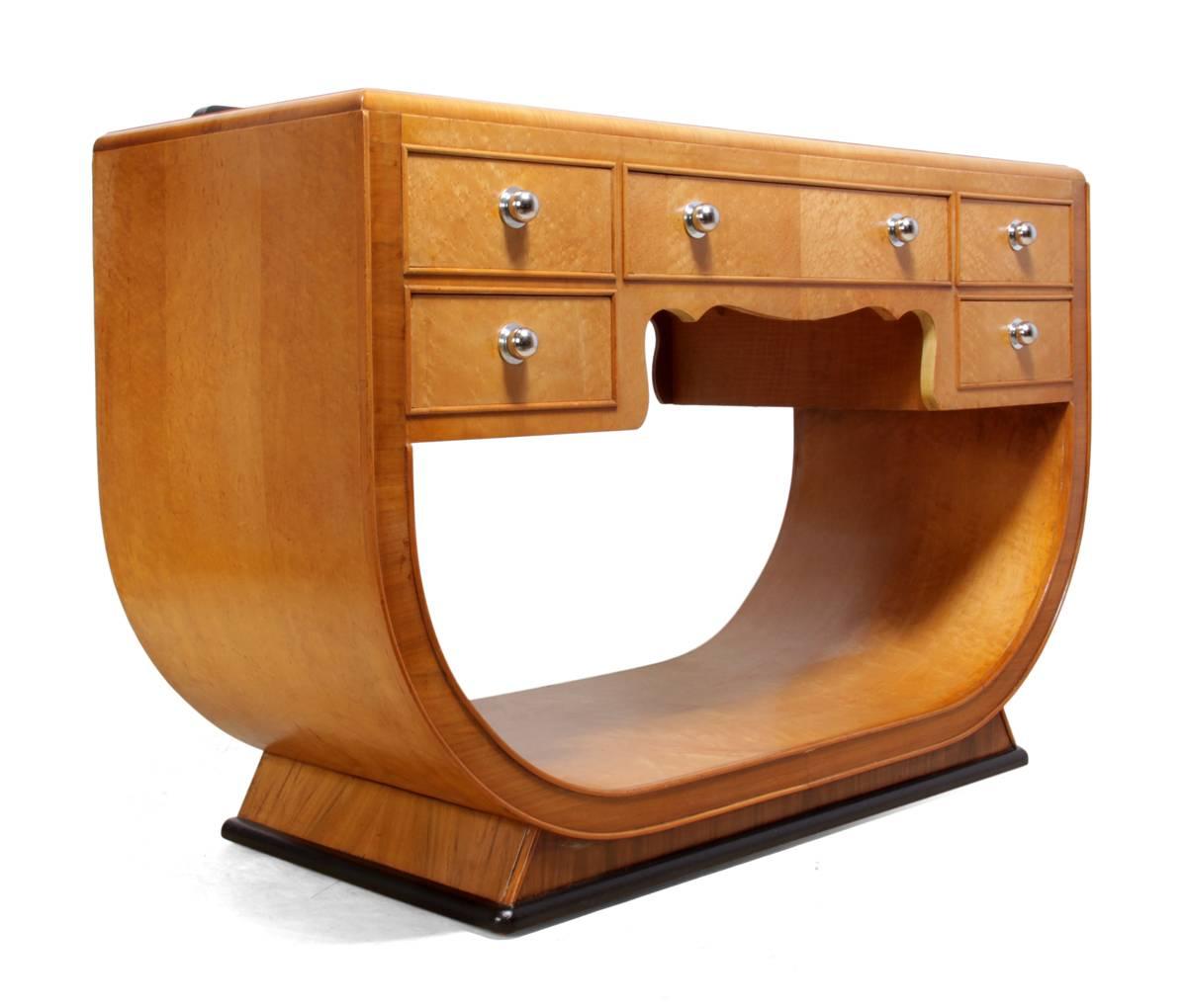 Art Deco Dressing Table in Bird's-Eye Maple In Excellent Condition In Paddock Wood, Kent