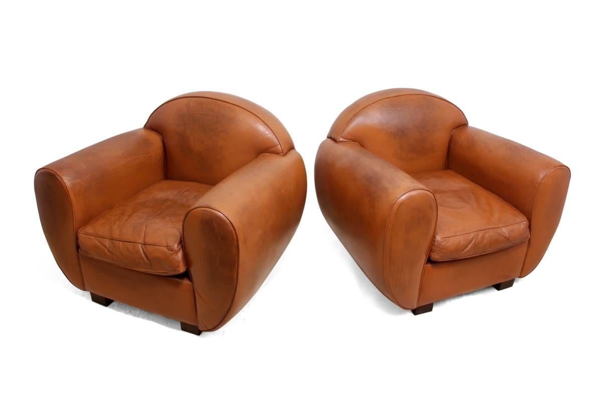 Pair of Art Deco Style Leather Club Chairs 2