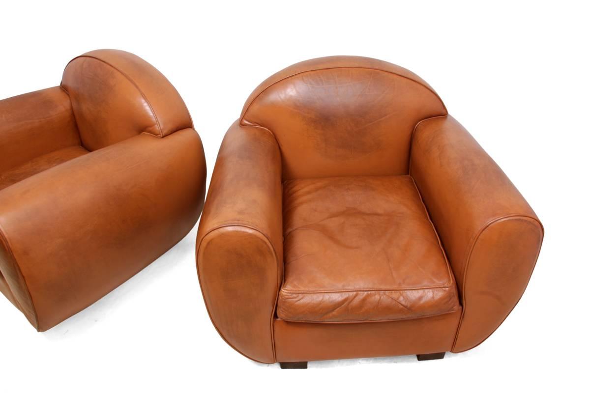 Pair of Art Deco Style Leather Club Chairs 4