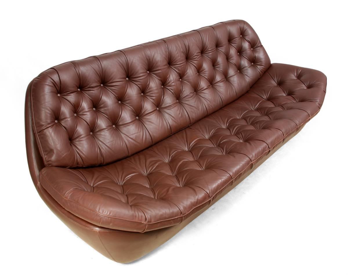 Retro Sofa in Buttoned Brown Leather 2
