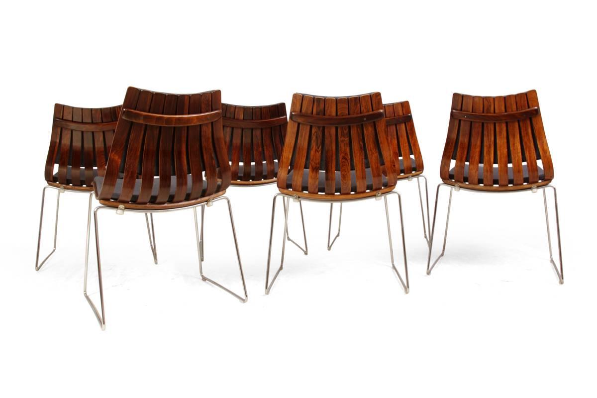Mid-20th Century Hans Bratrud Rosewood Dining Table and Six Scandia Chairs, circa 1960