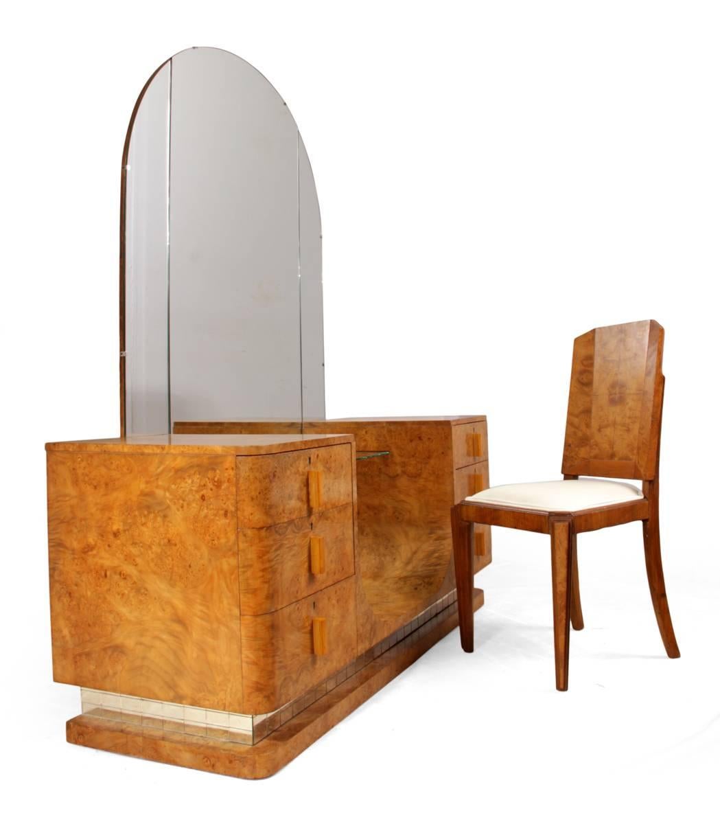 Art Deco Dressing Table and Stool by Hillie In Excellent Condition In Paddock Wood, Kent