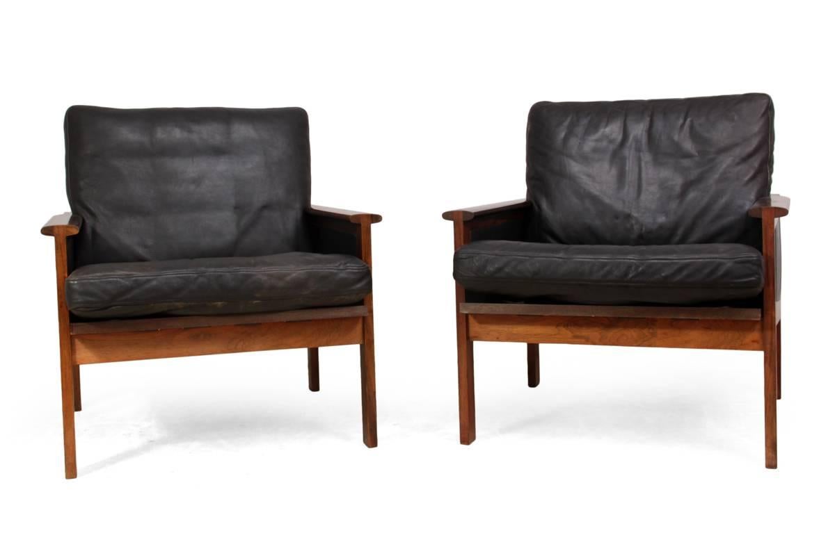 Mid-Century Modern Pair of Capella Armchairs by Illum Wikkelso for Eilersen