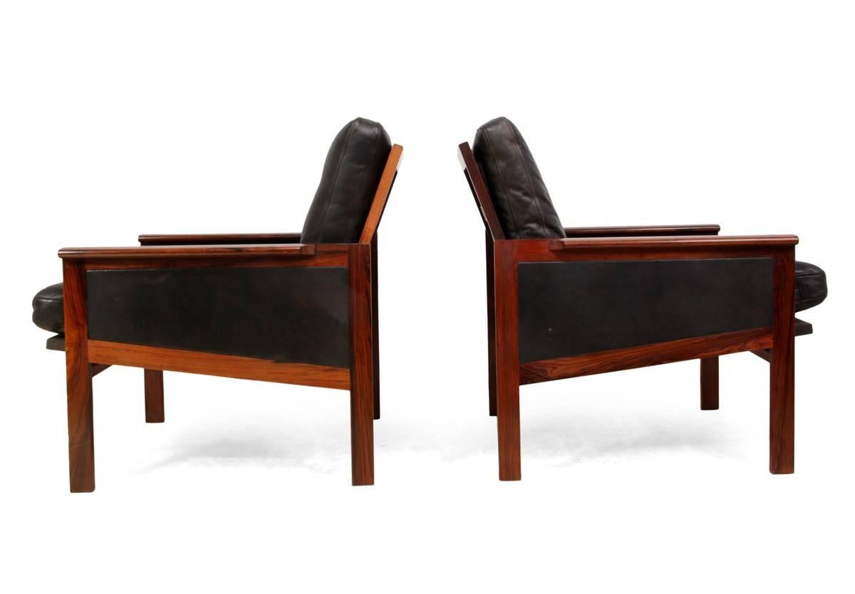 Leather Pair of Capella Armchairs by Illum Wikkelso for Eilersen