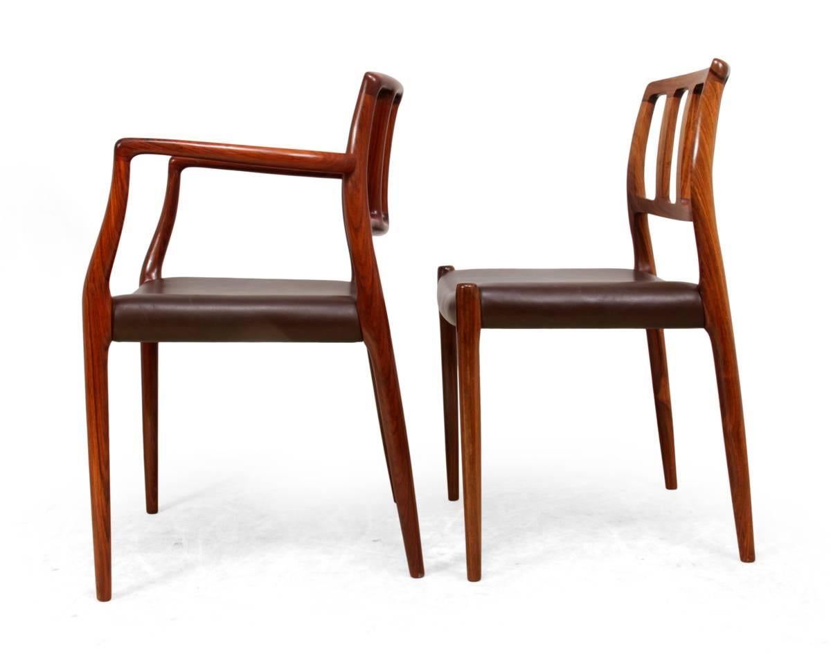 Rosewood Dining Chairs by N Moller Model 82, Set of Eight 1