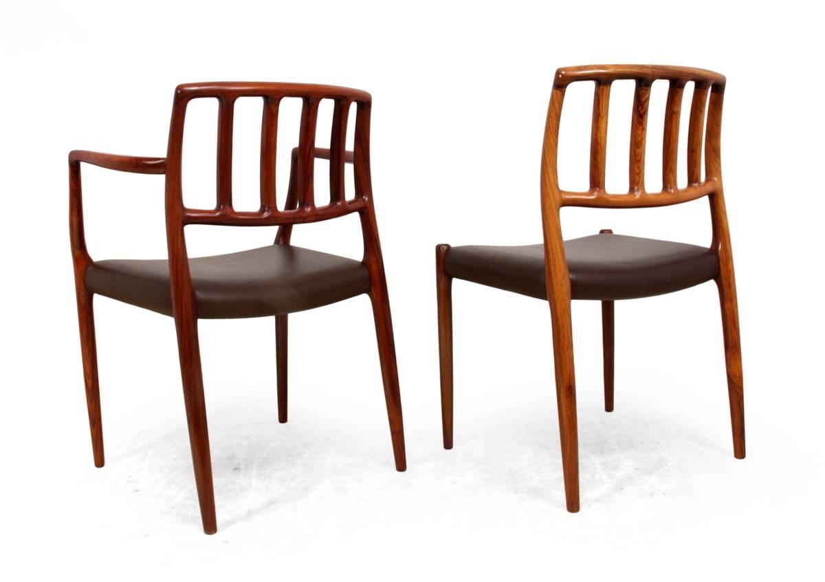 Rosewood Dining Chairs by N Moller Model 82, Set of Eight 2
