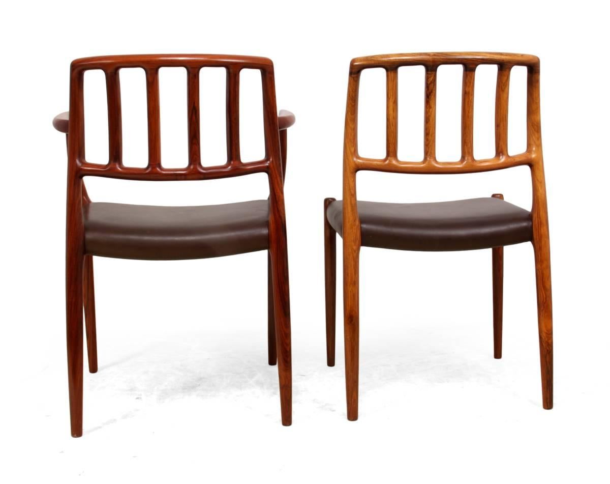 Rosewood Dining Chairs by N Moller Model 82, Set of Eight 3