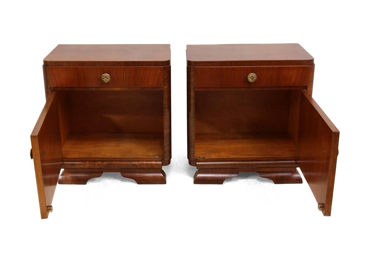 Early 20th Century French Art Deco Bedside Cupboards