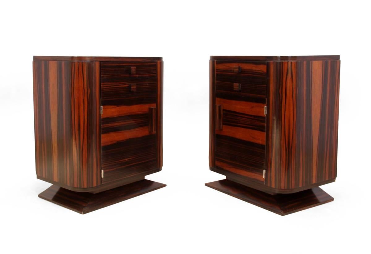 Art Deco Bedside Cabinets in Macassar Ebony 3