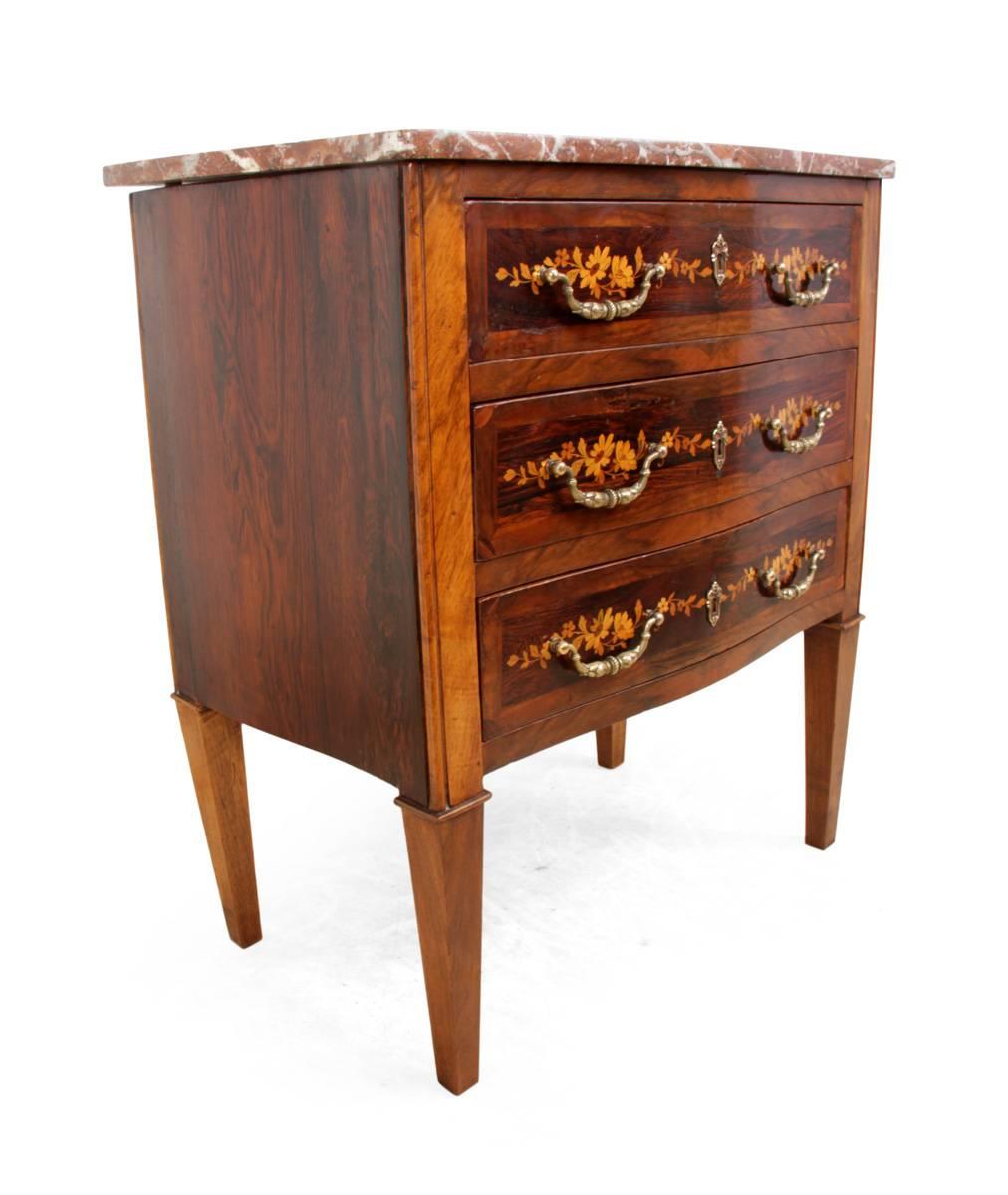 Marble Antique Dutch Marquetry Commode, circa 1880