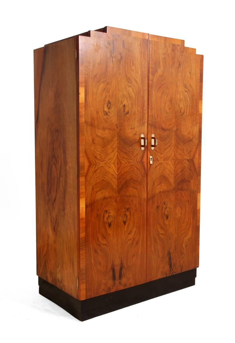 Mid-20th Century Art Deco Gentleman's Wardrobe in Walnut, circa 1930
