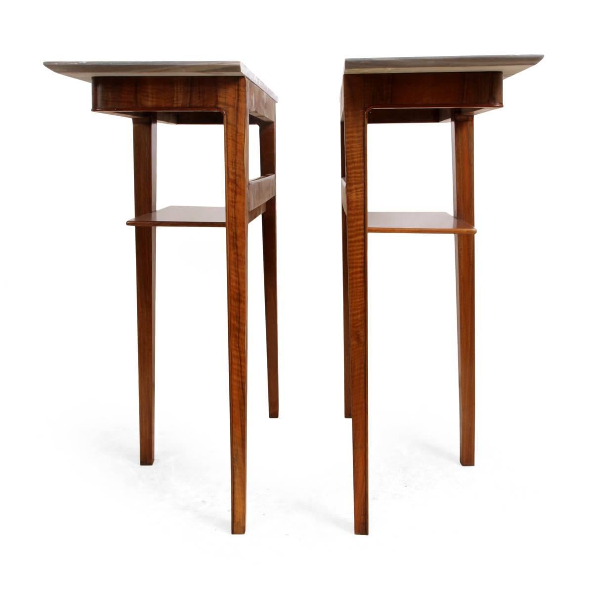 Pair of Midcentury Walnut Console Tables 2