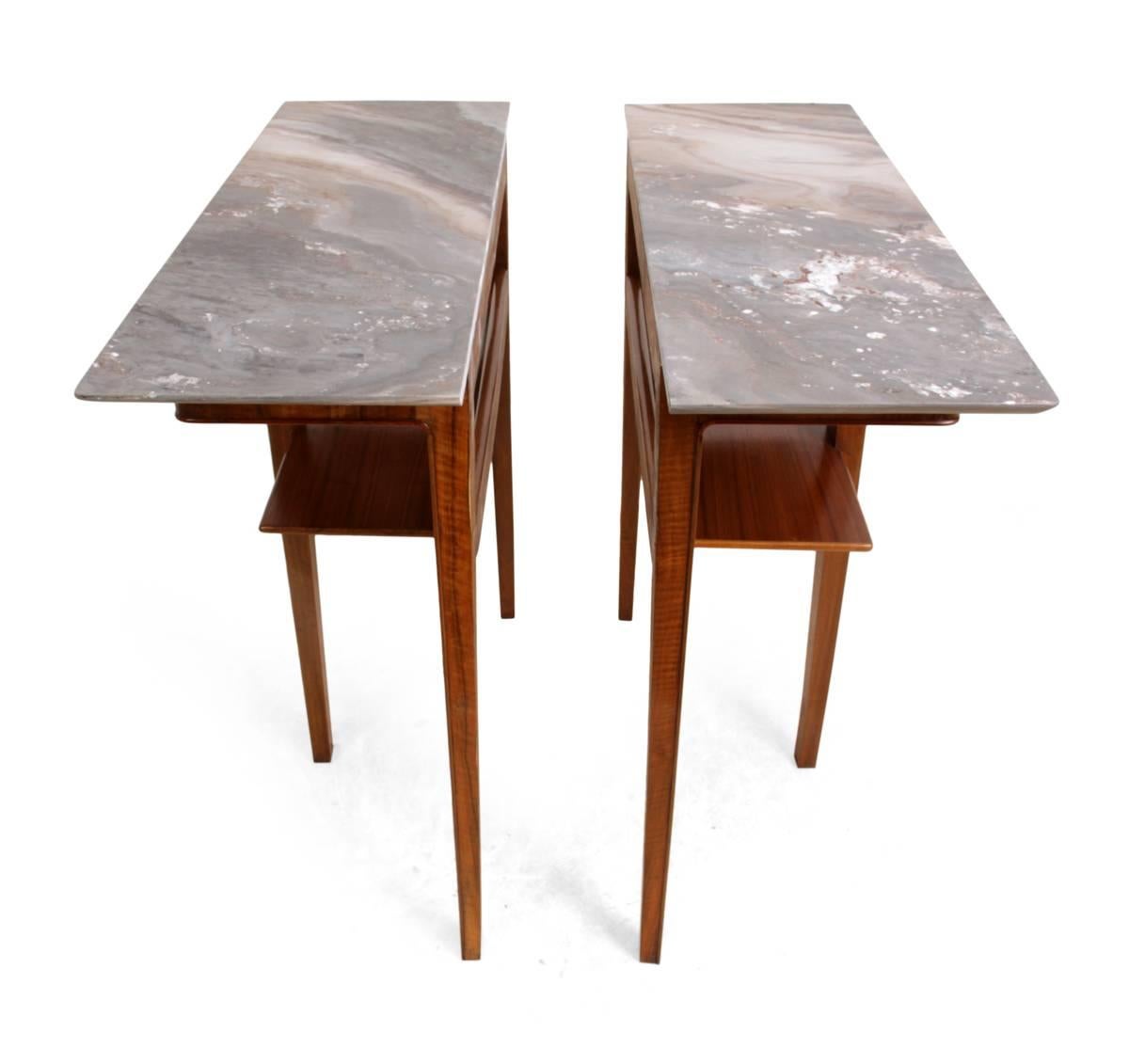 Pair of Midcentury Walnut Console Tables 3