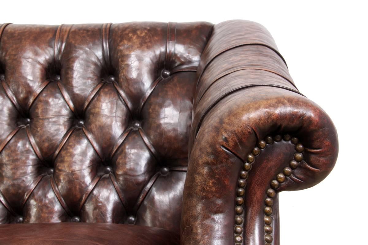 Chesterfield Two-Seat Leather Club Sofa