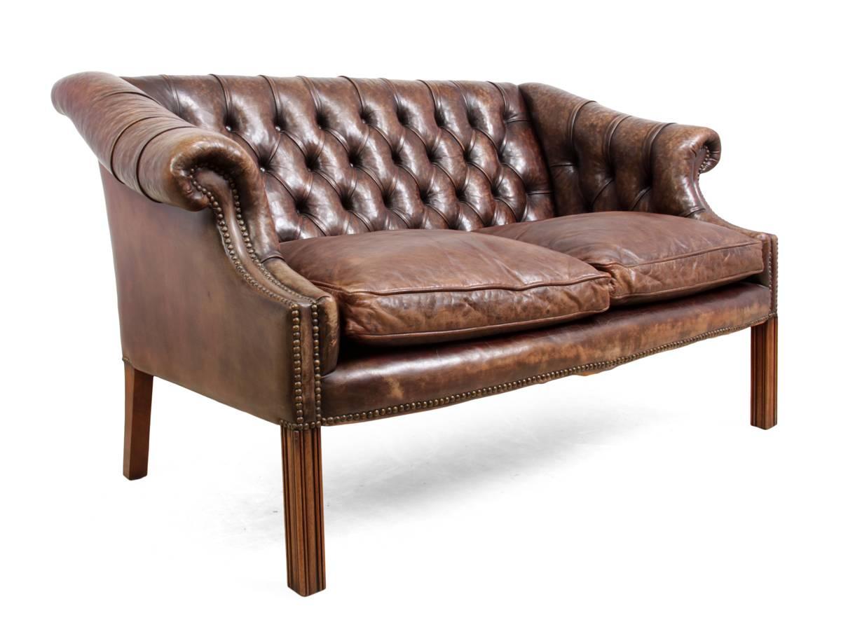 Two-Seat Leather Club Sofa 1