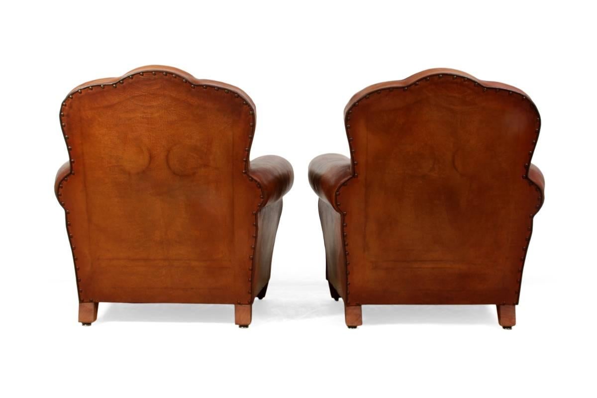 Pair of French Leather Club Chairs 2