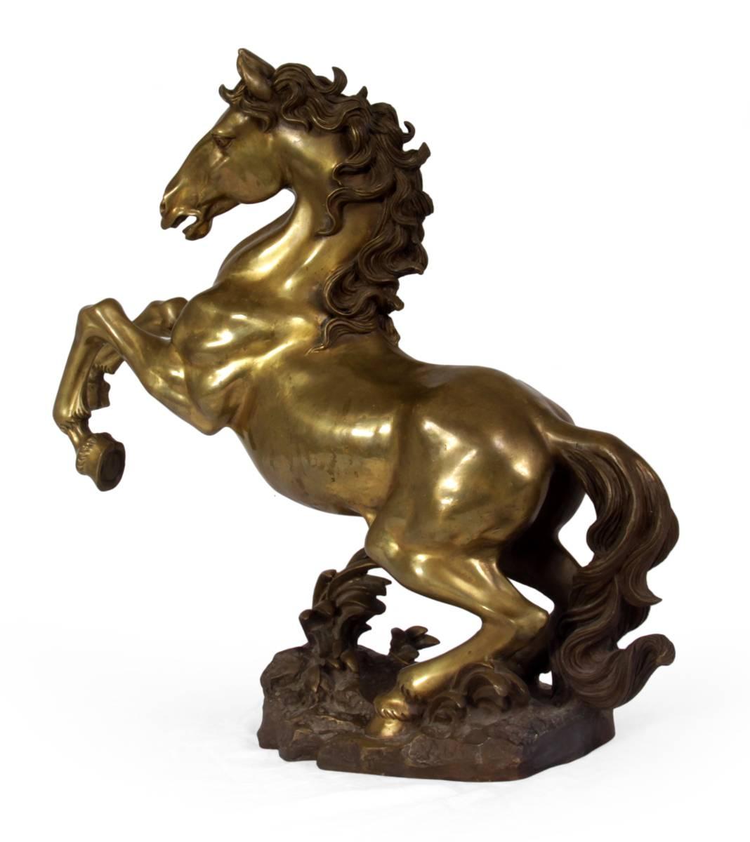Mid century, Large polished Bronze Stylised Horse, Rearing, circa 1950,  For Sale 4