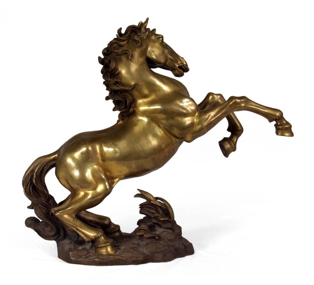 Mid century, Large polished Bronze Stylised Horse, Rearing, circa 1950,  For Sale 3