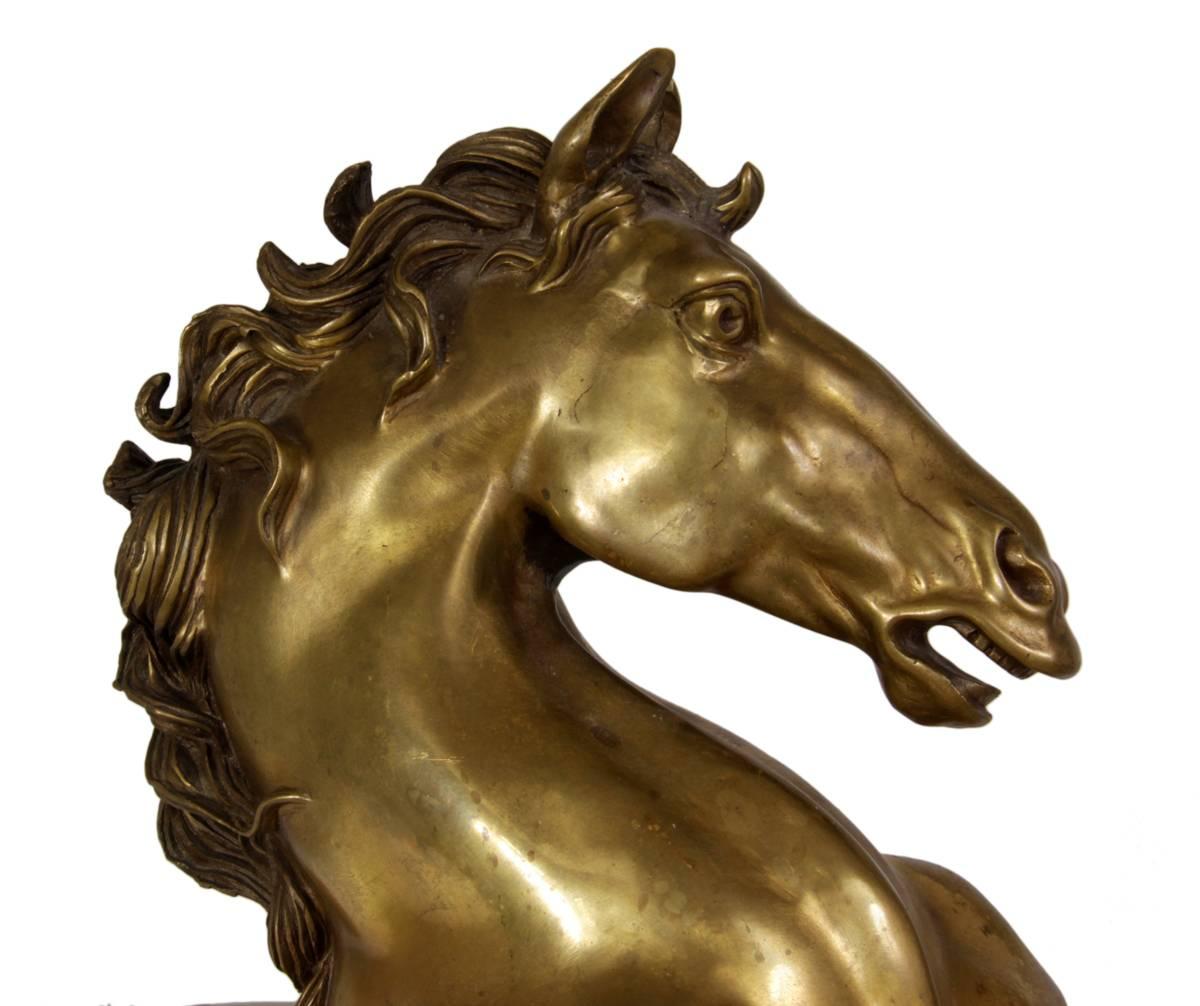 Mid century, Large polished Bronze Stylised Horse, Rearing, circa 1950,  For Sale 2