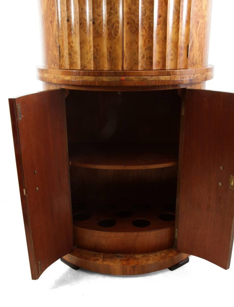 Art Deco Fluted Cocktail in Burr Walnut by Epstein at 1stDibs