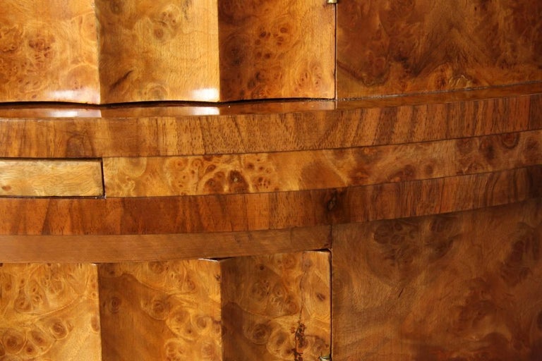 Art Deco Fluted Cocktail in Burr Walnut by Epstein at 1stDibs