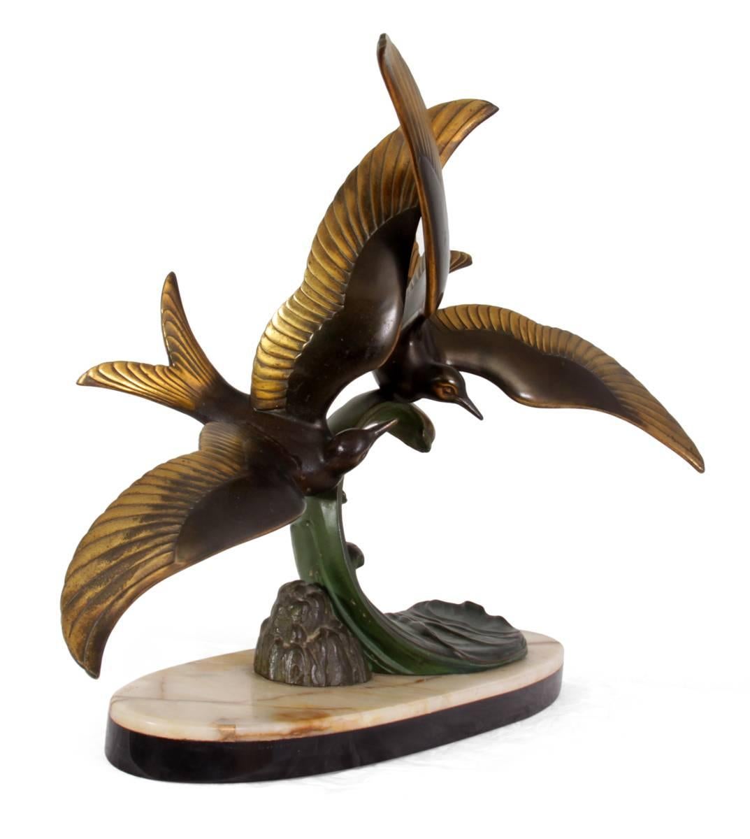 Art Deco Bronze Birds by Trebig 1