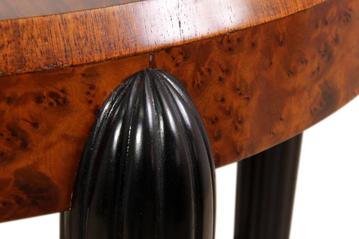 French Art Deco side table, circa 1920
This Art Deco side table was produced in France in the early 1920s the top and shelf are in burr yew on mahogany and the tapered fluted legs have been ebonised this table has been professionally restored and