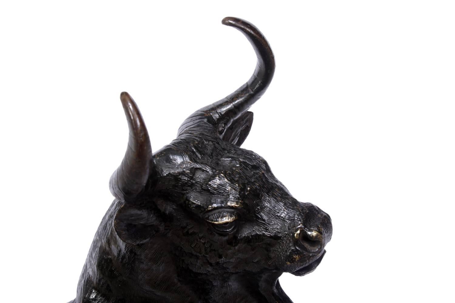 Bronze Bull Sculpture, circa 1880 3