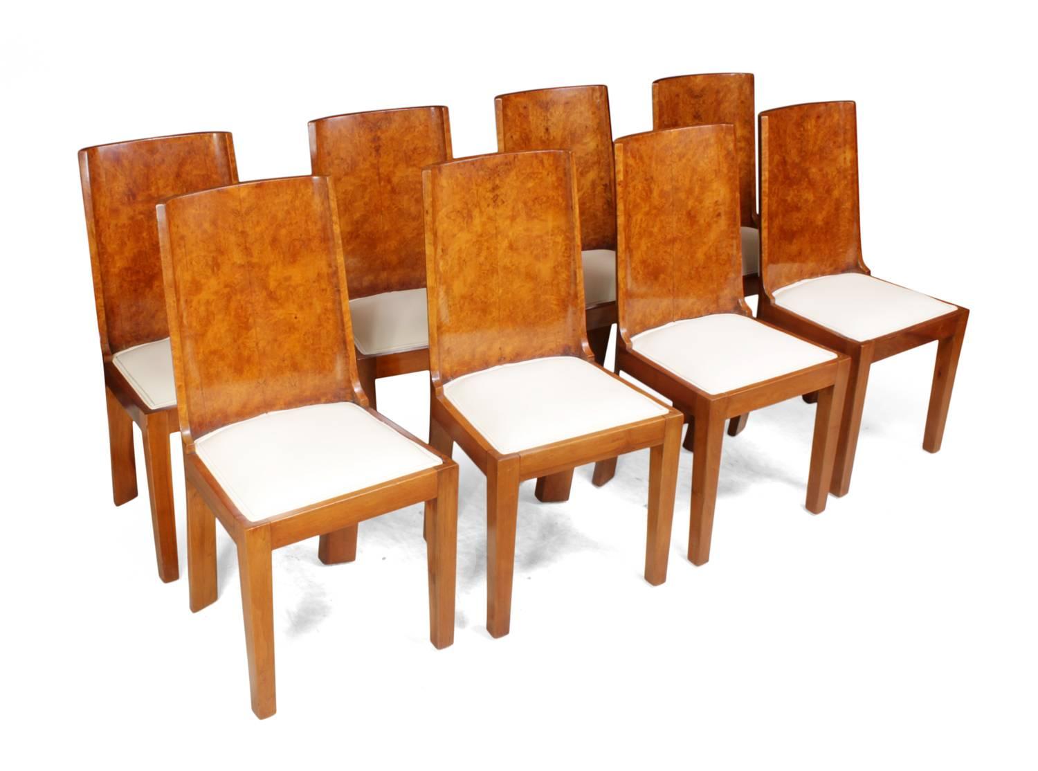 Art Deco Dining Chairs in Walnut Set of Eight In Excellent Condition In Paddock Wood, Kent