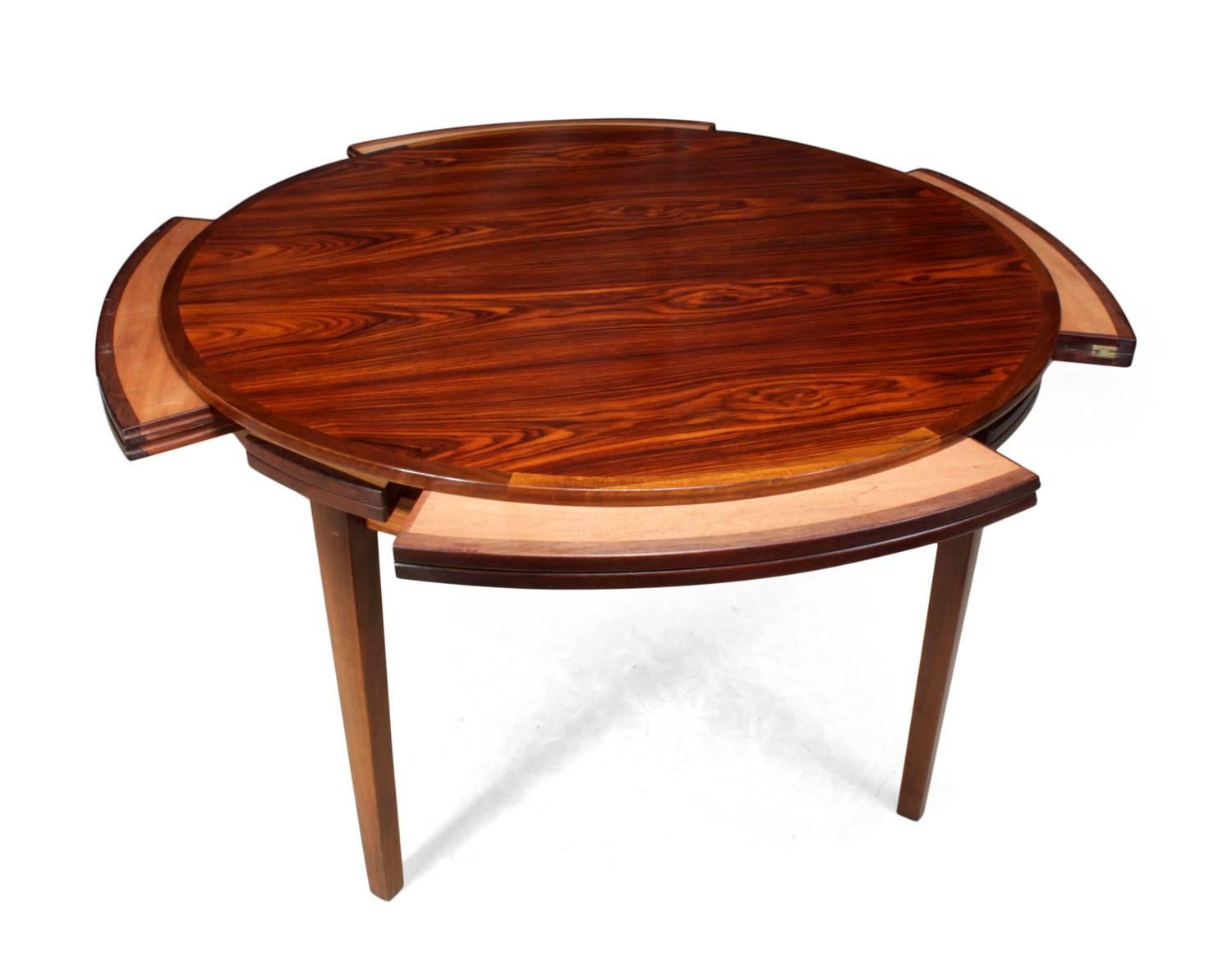 Danish Rosewood Flip Flap Lotus Table by Dyrlund