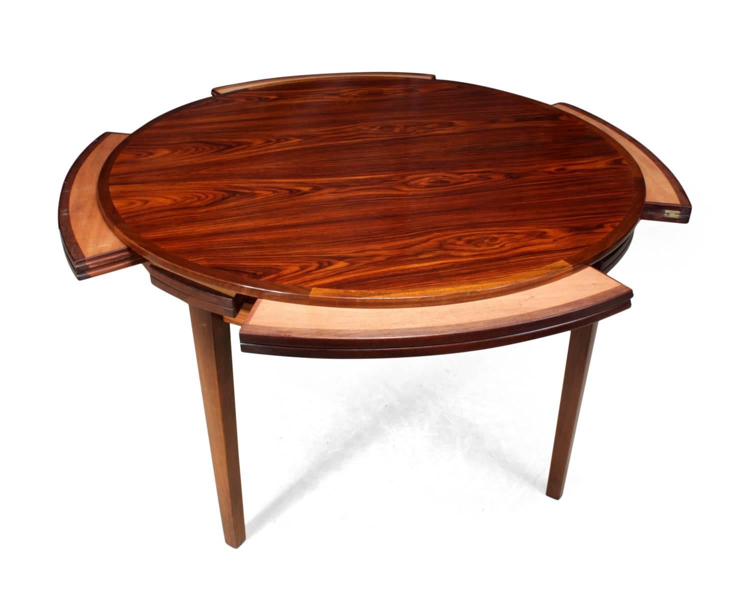 Danish Rosewood Flip Flap Lotus Table by Dyrlund