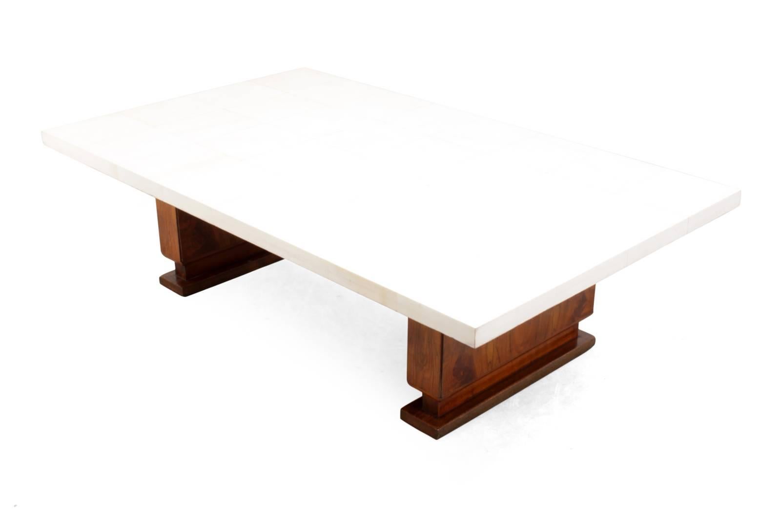 Art Deco Walnut and Parchment Coffee Table 5