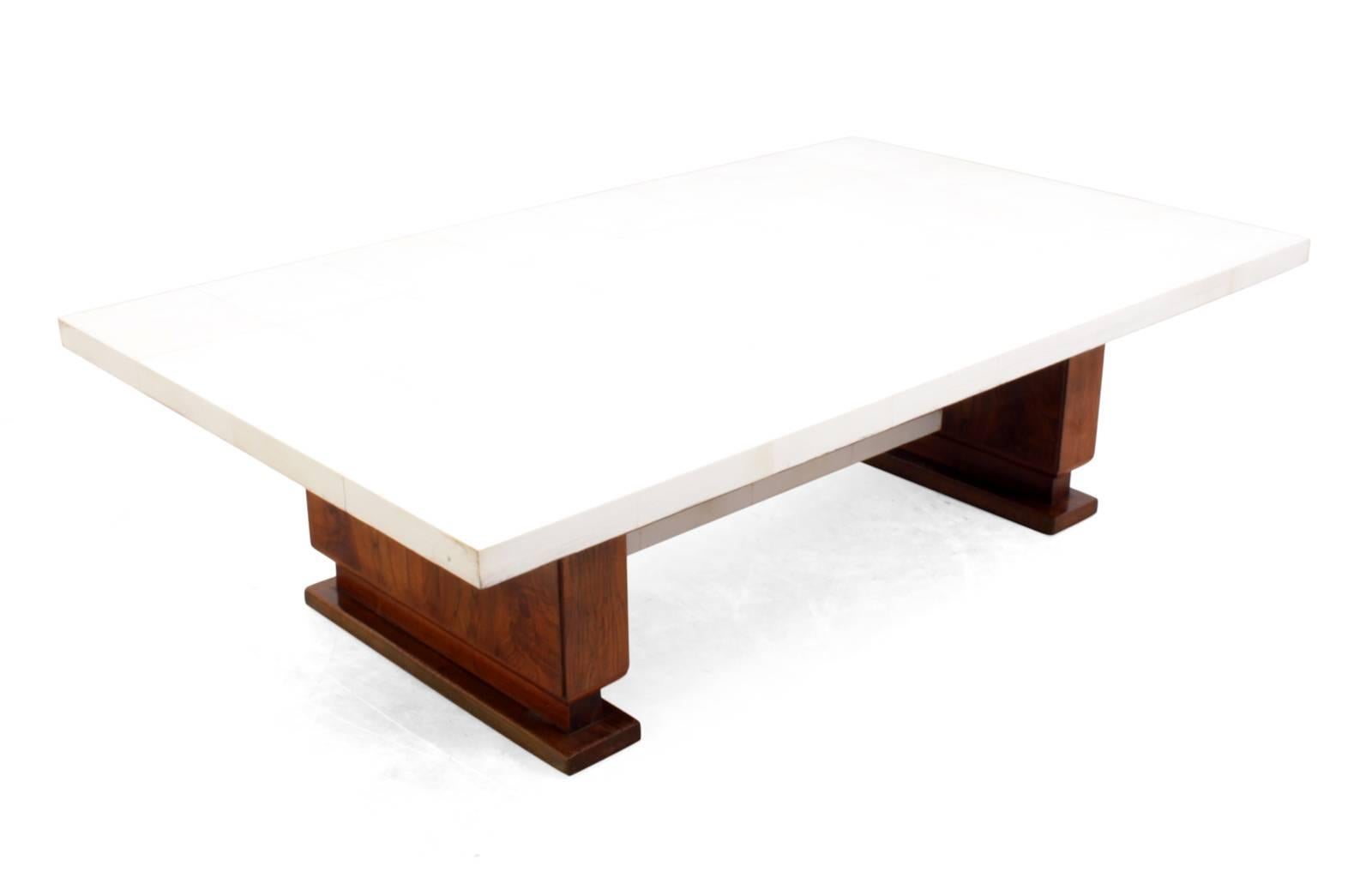 Art Deco Walnut and Parchment Coffee Table In Excellent Condition In Paddock Wood, Kent
